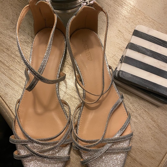 *New* J.Crew Silver Glitter Sandals - Picture 4 of 6